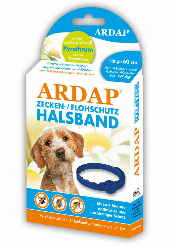 Ardap Zecken- und Flohhalsband für Hunde bis10 kg (60cm Länge)